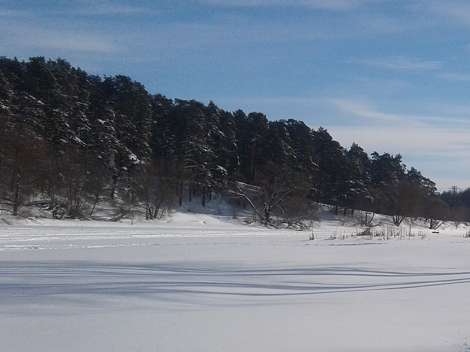 Толщина льда на реке Пахре 16 февраля Толщина льда на реке Пахре 16 февраля