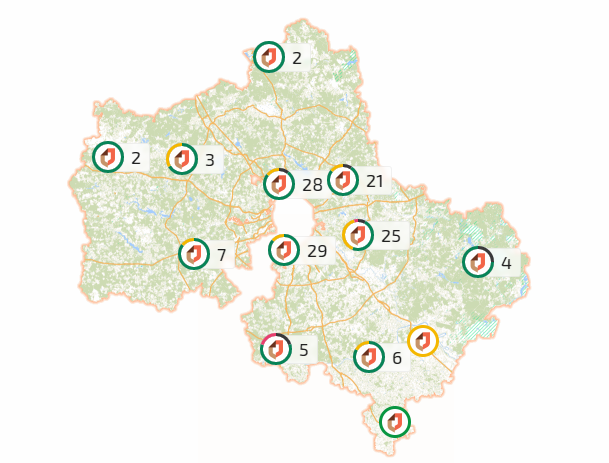 Тепловая карта загруженности МФЦ размещена на портале государственных и муниципальных услуг Подмосковья