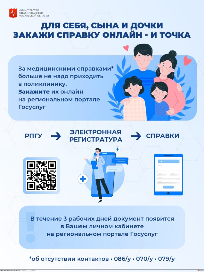 Подольчане могут получить 4 вида медсправок онлайн Подольчане могут получить 4 вида медсправок онлайн