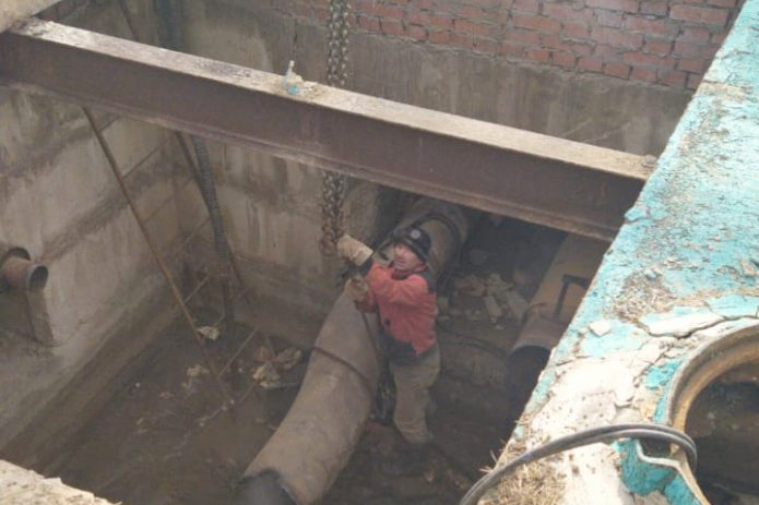 Идет ремонт теплотрассы в микрорайоне «Зеленовский» горокруга Подольск