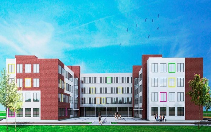 В микрорайоне Климовск продолжается строительство школы на улице Революции В микрорайоне Климовск продолжается строительство школы на улице Революции