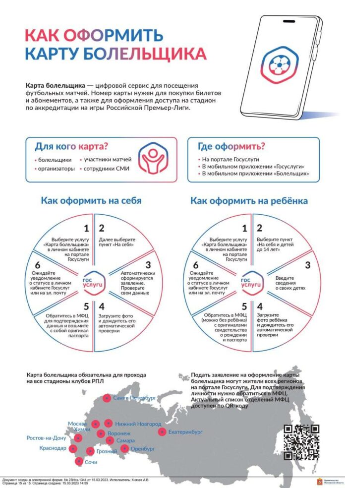 Подольчане могут оформить карту болельщика