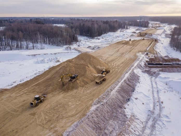 Продолжается строительство участка первого пускового комплекса ЦКАД на территории Городского округа Подольск