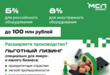 О программе льготного лизинга нового оборудования для субъектов МСП